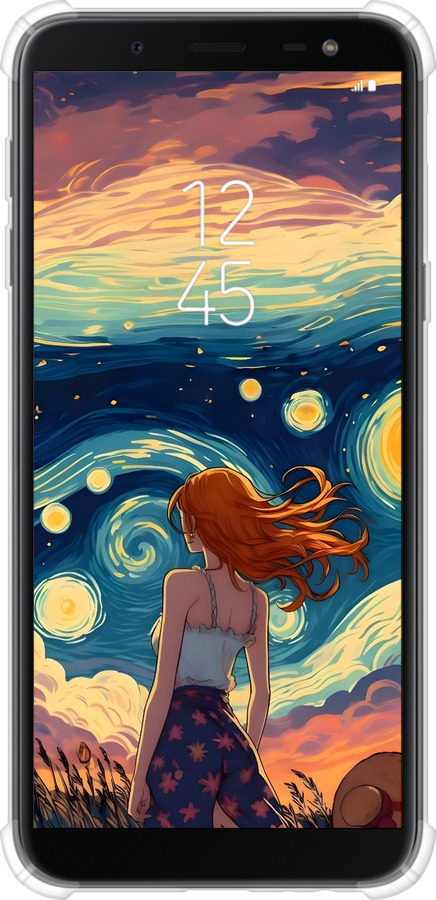 Силикон с усиленными углами чехол Девушка Арт для Samsung Galaxy J6 2018 - 6325sp-1486 изображение 