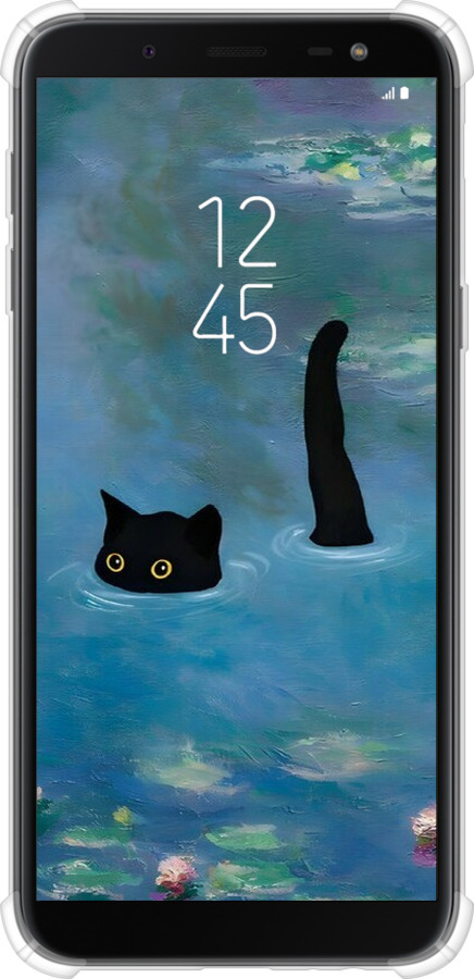 Силикон с усиленными углами чехол С изображением кота и водяной лилии Monet для Samsung Galaxy J6 2018 - 6519sp-1486 изображение 