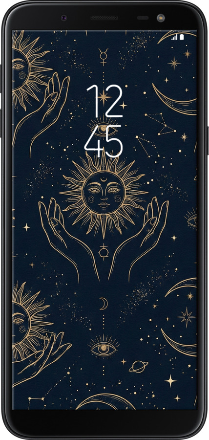 2D пластиковий чехол Celestial Harmony: Sun & Moon Gold Mystic Pattern для Samsung Galaxy J6 2018 - 6778t-1486 изображение 