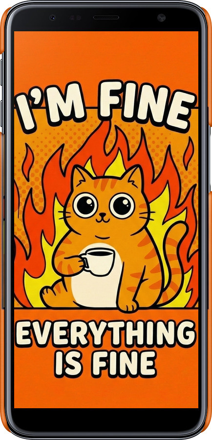 3D пластиковый матовый чехол Funny Cat для Samsung Galaxy J6 Plus 2018 - 6786m-1586 изображение 