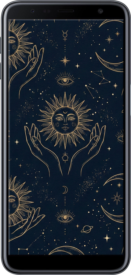 Силиконовый чехол Celestial Harmony: Sun & Moon Gold Mystic Pattern для Samsung Galaxy J6 Plus 2018 - 6778u-1586 изображение 