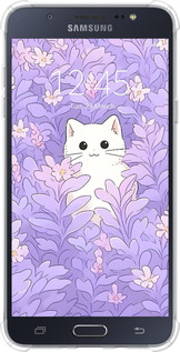 Силіконовий протиударний с посиленими кутами чехол Котик в цветах для Samsung Galaxy J7 (2016) J710F - 6390sp-263 изображение 