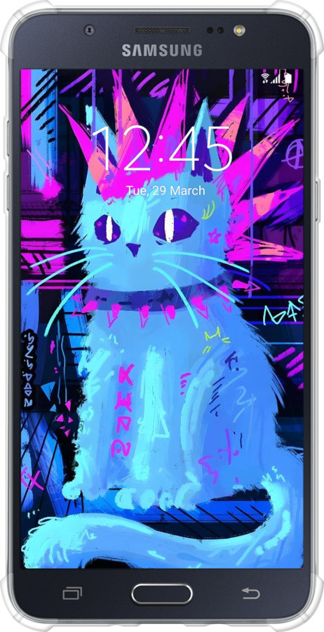 Силикон с усиленными углами чехол Кот панк для Samsung Galaxy J7 (2016) J710F - 6311sp-263 изображение 