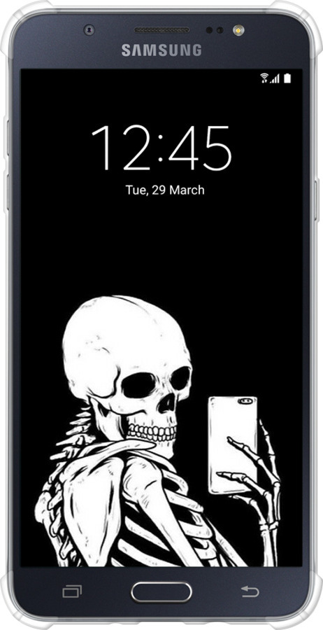 Силіконовий протиударний с посиленими кутами чехол Скелет робить Selfie для Samsung Galaxy J7 (2016) J710F - 6535sp-263 изображение 