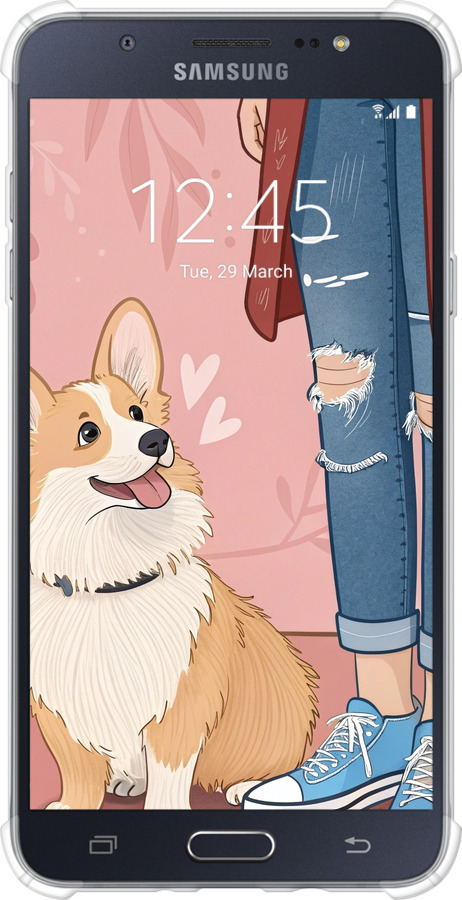 Силикон с усиленными углами чехол Корги 3 для Samsung Galaxy J7 (2016) J710F - 6707sp-263 изображение 