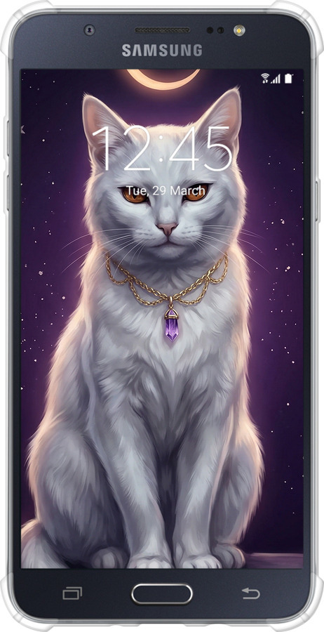 Силіконовий протиударний с посиленими кутами чехол Mystic White Cat Gothic Dark Purple Gold для Samsung Galaxy J7 (2016) J710F - 6805sp-263 изображение 