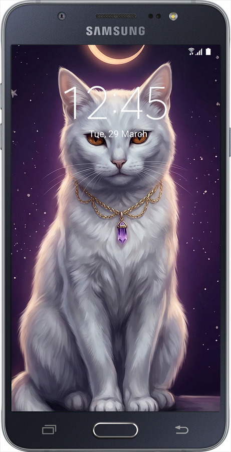 Силіконовий чехол Mystic White Cat Gothic Dark Purple Gold для Samsung Galaxy J7 (2016) J710F - 6805u-263 изображение 