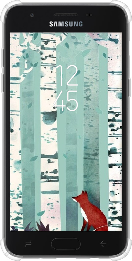 Силикон с усиленными углами чехол Лис в зелёном лесу для Samsung Galaxy J7 2018 - 6547sp-1502 изображение 