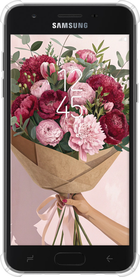 Силикон с усиленными углами чехол Пионы 1 для Samsung Galaxy J7 2018 - 6705sp-1502 изображение 