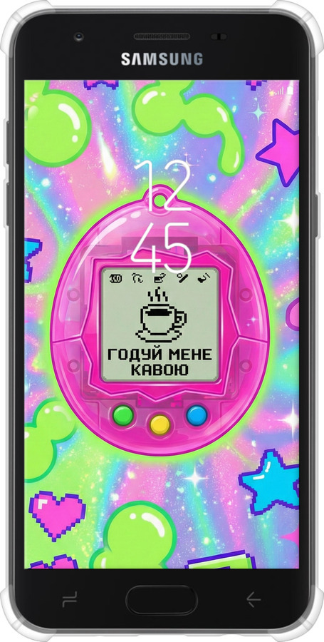 Силикон с усиленными углами чехол Y2K Aesthetic Retro Pet: Годуй мене кавою для Samsung Galaxy J7 2018 - 6784sp-1502 изображение 