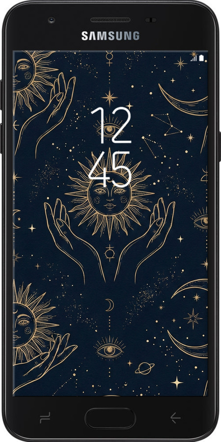 Силиконовый чехол Celestial Harmony: Sun & Moon Gold Mystic Pattern для Samsung Galaxy J7 2018 - 6778u-1502 изображение 
