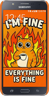 3D пластиковий матовий чехол Funny Cat для Samsung Galaxy J7 J700H - 6786m-101 изображение 