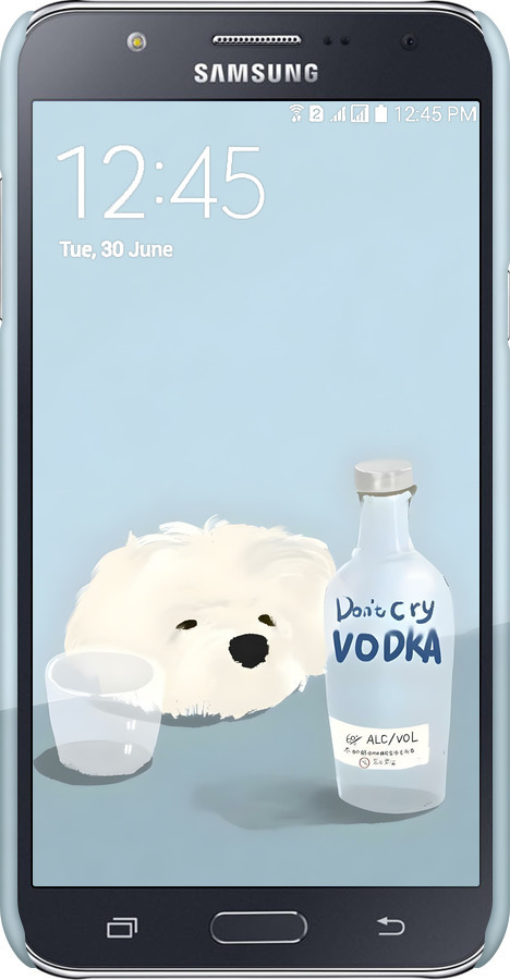 3D пластиковый матовый чехол Пес водка для Samsung Galaxy J7 J700H - 6368m-101 изображение 
