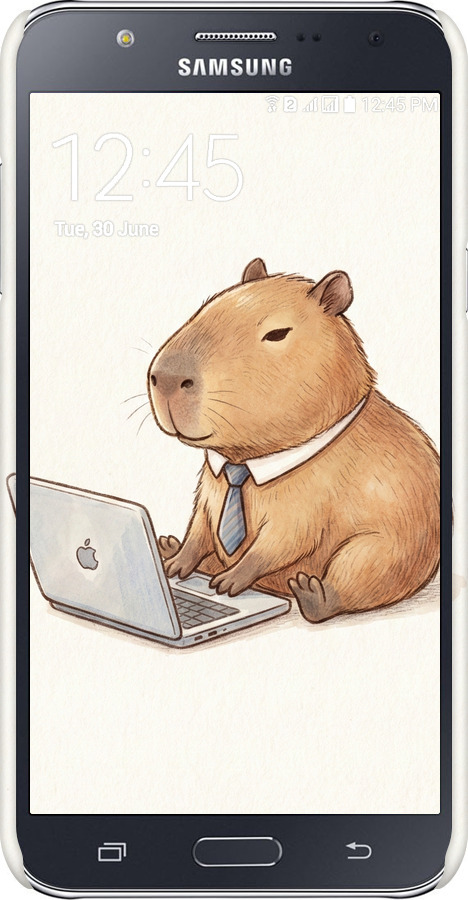 3D пластиковий матовий чехол Funny Capybara CEO Working для Samsung Galaxy J7 J700H - 6777m-101 изображение 