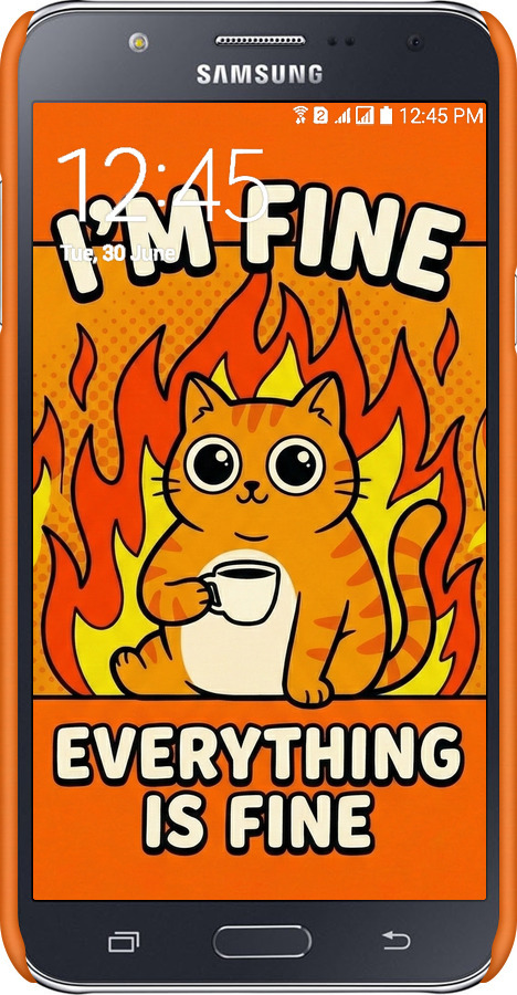 3D пластиковий матовий чехол Funny Cat для Samsung Galaxy J7 J700H - 6786m-101 изображение 