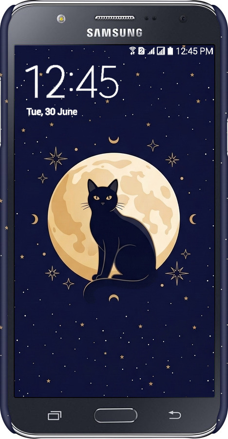 3D пластиковий матовий чехол Cute Cat Celestial/Witchy для Samsung Galaxy J7 J700H - 6787m-101 изображение 