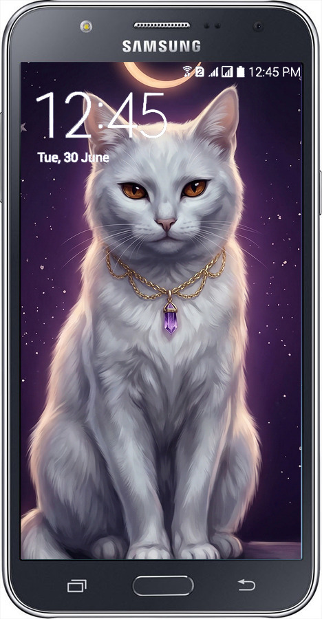 Силиконовый чехол Mystic White Cat Gothic Dark Purple Gold для Samsung Galaxy J7 J700H - 6805u-101 изображение 