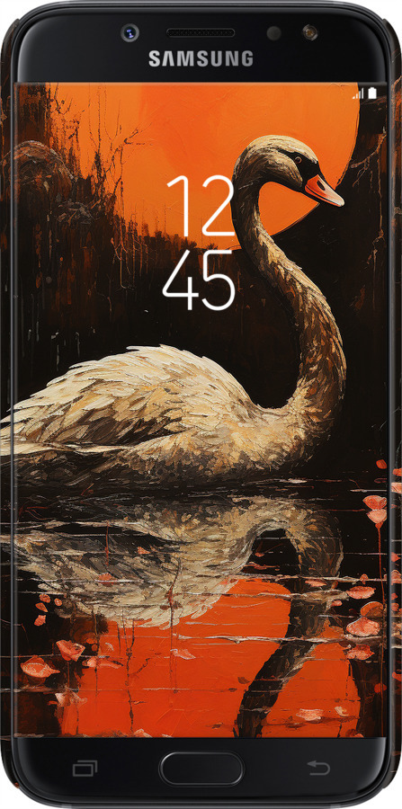 3D пластиковый матовый чехол Лебедь для Samsung Galaxy J7 J730 (2017) - 5964m-786 изображение 