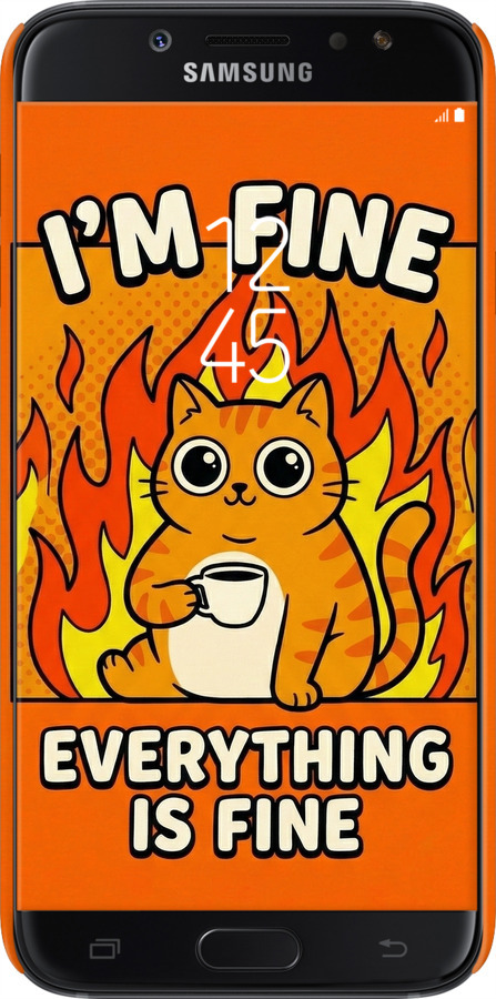 3D пластиковый матовый чехол Funny Cat для Samsung Galaxy J7 J730 (2017) - 6786m-786 изображение 