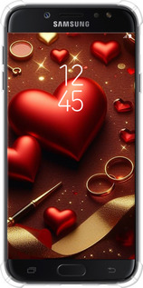 Силикон с усиленными углами чехол Сердечки v3 для Samsung Galaxy J7 J730 (2017) - 5833sp-786 изображение 