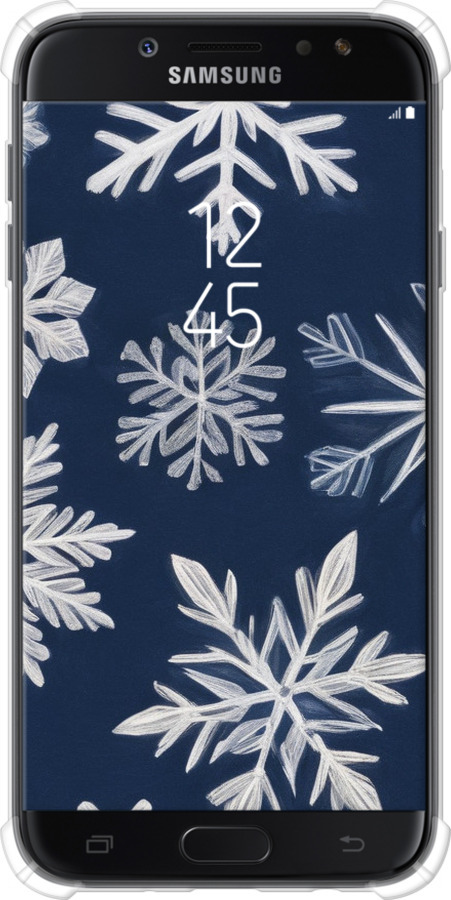 Силикон с усиленными углами чехол Снежинки для Samsung Galaxy J7 J730 (2017) - 5821sp-786 изображение 