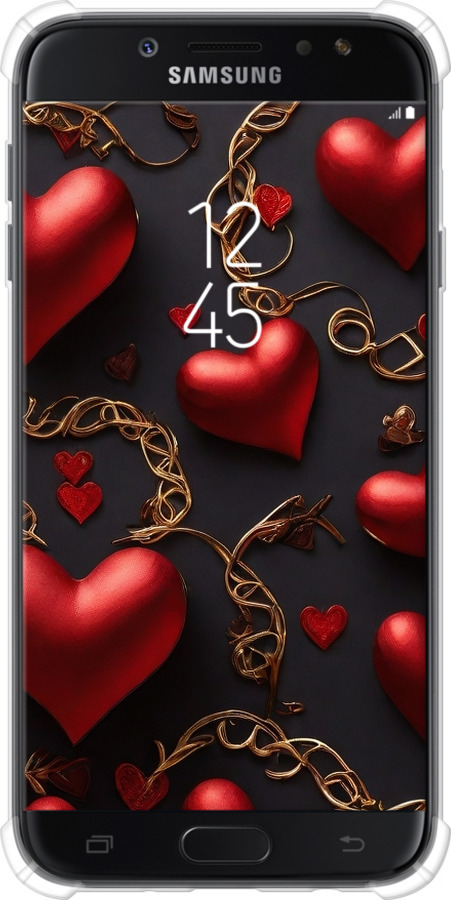 Силикон с усиленными углами чехол Сердечки для Samsung Galaxy J7 J730 (2017) - 5831sp-786 изображение 