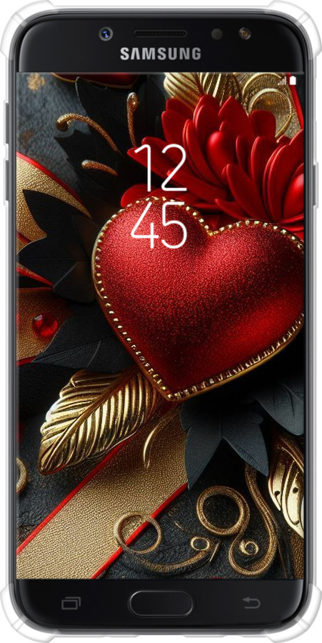 Силикон с усиленными углами чехол Сердечки v2 для Samsung Galaxy J7 J730 (2017) - 5832sp-786 изображение 
