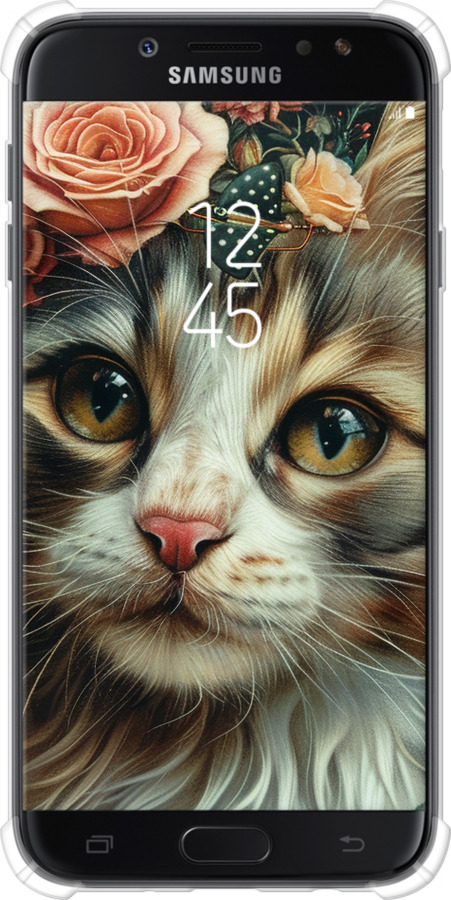 Силіконовий протиударний с посиленими кутами чехол Cats and flowers для Samsung Galaxy J7 J730 (2017) - 6069sp-786 изображение 