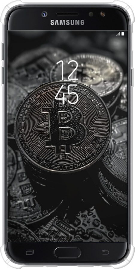 Силіконовий протиударний с посиленими кутами чехол Black Bitcoin для Samsung Galaxy J7 J730 (2017) - 6090sp-786 изображение 