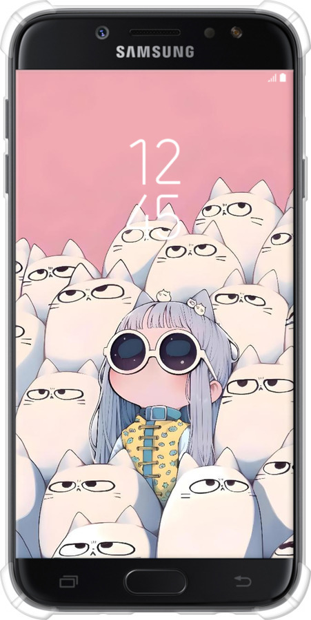 Силіконовий протиударний с посиленими кутами чехол Малышка с котами для Samsung Galaxy J7 J730 (2017) - 6295sp-786 изображение 