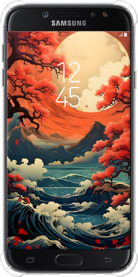 Силикон с усиленными углами чехол Природа японии для Samsung Galaxy J7 J730 (2017) - 6327sp-786 изображение 