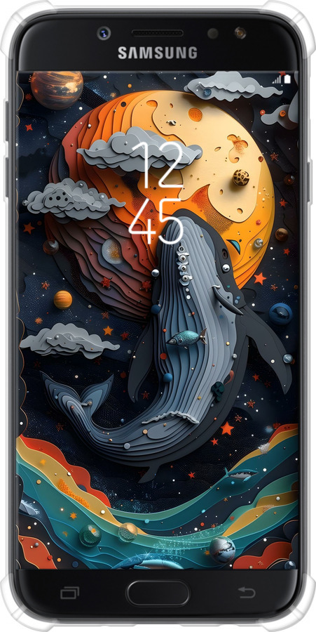 Силикон с усиленными углами чехол Кит в космосе для Samsung Galaxy J7 J730 (2017) - 6328sp-786 изображение 