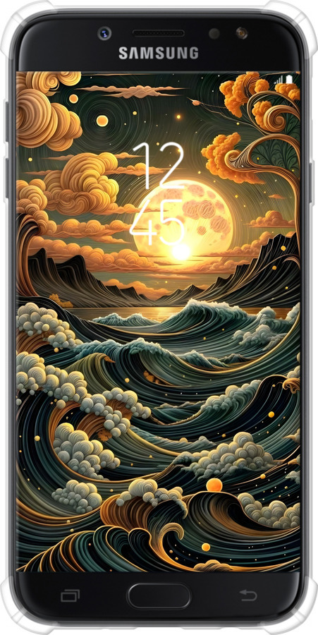 Силіконовий протиударний с посиленими кутами чехол Арт волны для Samsung Galaxy J7 J730 (2017) - 6332sp-786 изображение 