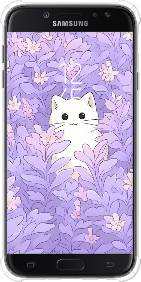 Силикон с усиленными углами чехол Котик в цветах для Samsung Galaxy J7 J730 (2017) - 6390sp-786 изображение 
