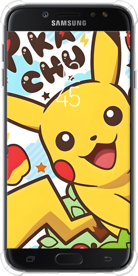 Силикон с усиленными углами чехол Пикачу 2 для Samsung Galaxy J7 J730 (2017) - 6391sp-786 изображение 