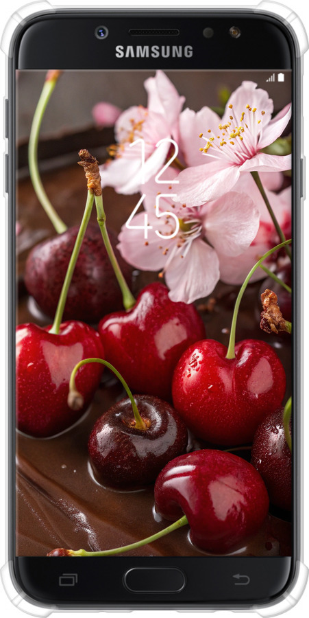 Силикон с усиленными углами чехол Вишня в шоколаде для Samsung Galaxy J7 J730 (2017) - 6698sp-786 изображение 