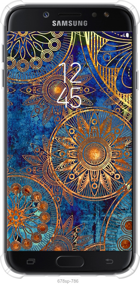 Силіконовий протиударний с посиленими кутами чехол Золотий візерунок для Samsung Galaxy J7 J730 (2017) - 678sp-786 изображение 