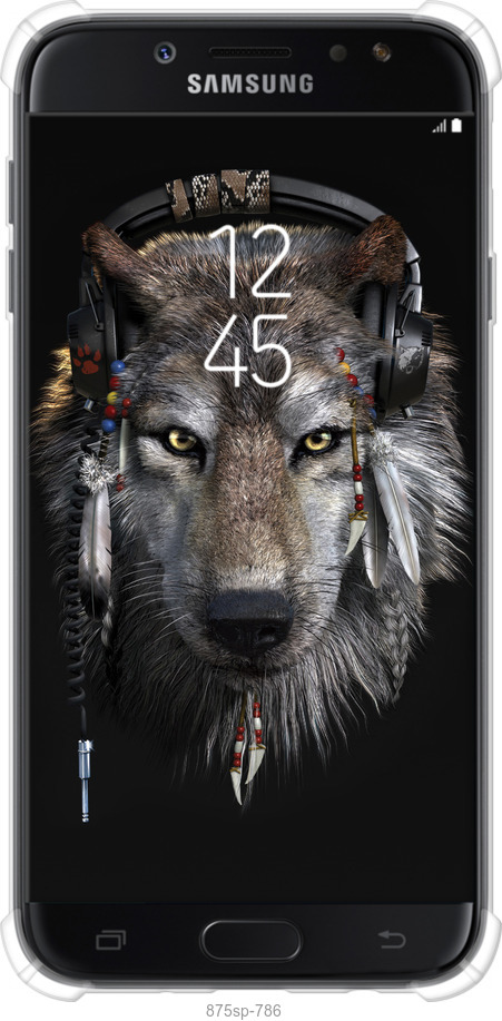 Силикон с усиленными углами чехол Волк-меломан для Samsung Galaxy J7 J730 (2017) - 875sp-786 изображение 