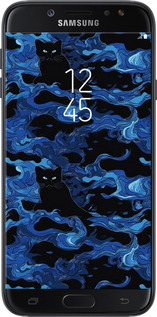 Силиконовый чехол Абстрактный узор черных котов на синем фоне для Samsung Galaxy J7 J730 (2017) - 6525u-786 изображение 