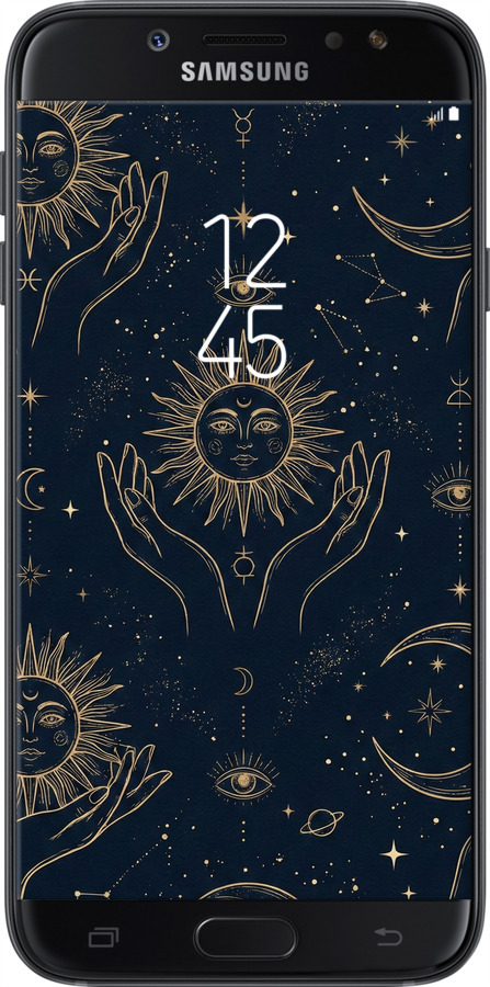 2D пластиковий чехол Celestial Harmony: Sun & Moon Gold Mystic Pattern для Samsung Galaxy J7 J730 (2017) - 6778t-786 изображение 