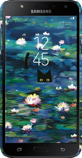 3D пластиковий матовий чехол с изображением водяных лилий и кошек для Samsung Galaxy J7 Neo J701F - 6257m-1402 изображение 