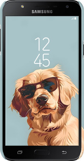 3D пластиковый матовый чехол Пес в очках для Samsung Galaxy J7 Neo J701F - 6381m-1402 изображение 