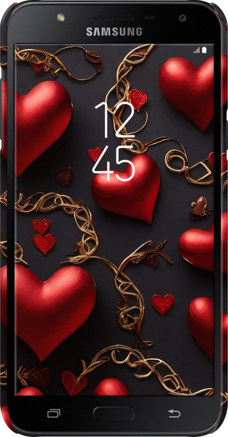 3D пластиковый матовый чехол Сердечки для Samsung Galaxy J7 Neo J701F - 5831m-1402 изображение 