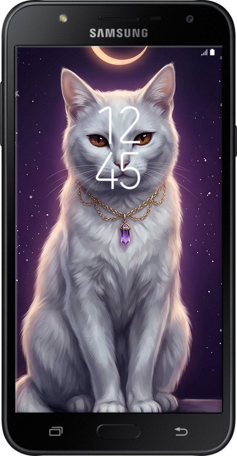 Силіконовий чехол Mystic White Cat Gothic Dark Purple Gold для Samsung Galaxy J7 Neo J701F - 6805u-1402 изображение 