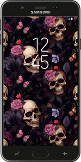 Силиконовый чехол Черепа и розы для Samsung Galaxy J7 Prime - 6316u-610 изображение 