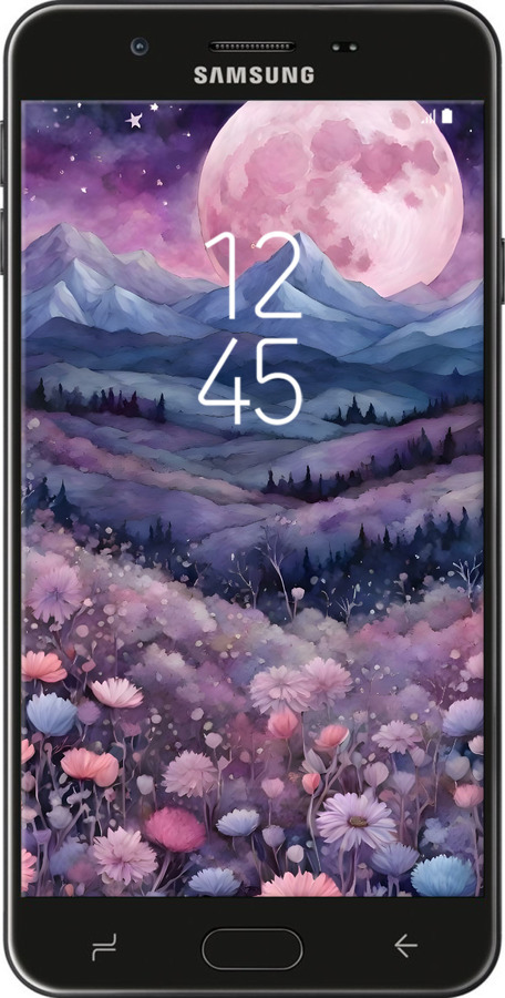 Силиконовый чехол Ночь луна арт для Samsung Galaxy J7 Prime - 6319u-610 изображение 