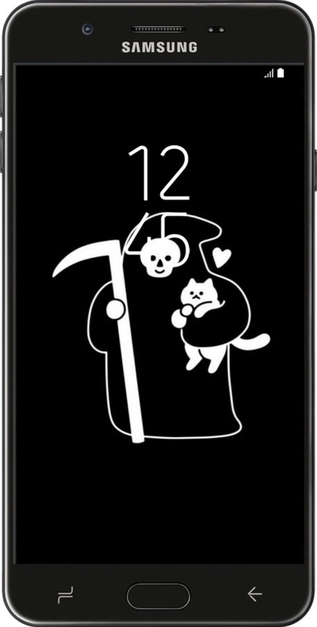 Силиконовый чехол Минималистичный арт: смерть и кошка для Samsung Galaxy J7 Prime - 6529u-610 изображение 