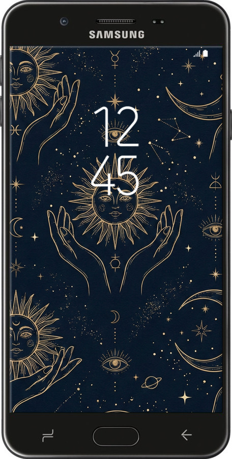 Силиконовый чехол Celestial Harmony: Sun & Moon Gold Mystic Pattern для Samsung Galaxy J7 Prime - 6778u-610 изображение 
