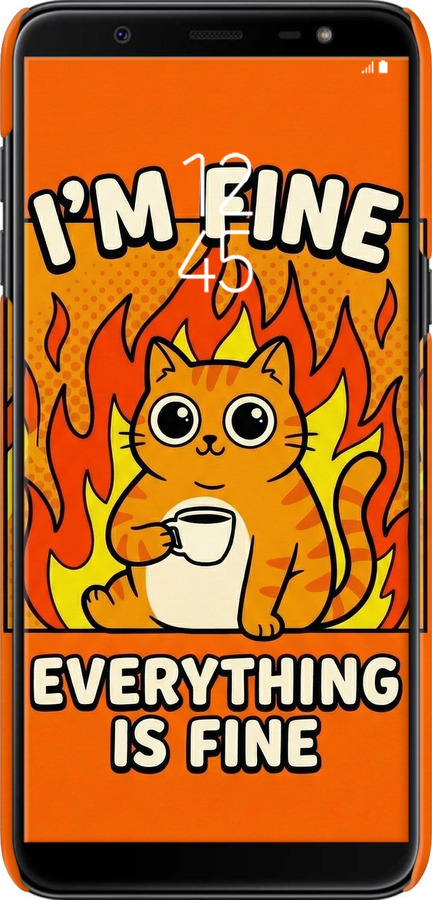 3D пластиковий матовий чехол Funny Cat для Samsung Galaxy J8 2018 - 6786m-1511 изображение 