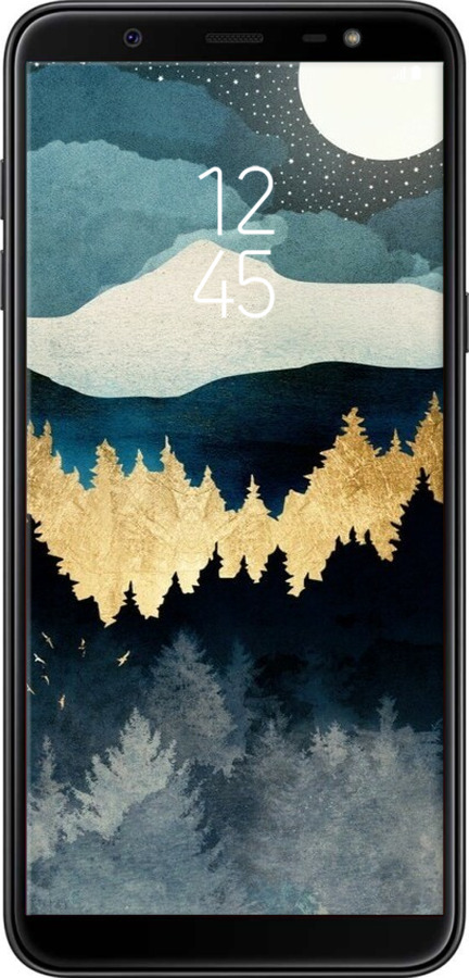 Силиконовый чехол Ночной пейзаж с лесом и горами для Samsung Galaxy J8 2018 - 6493u-1511 изображение 